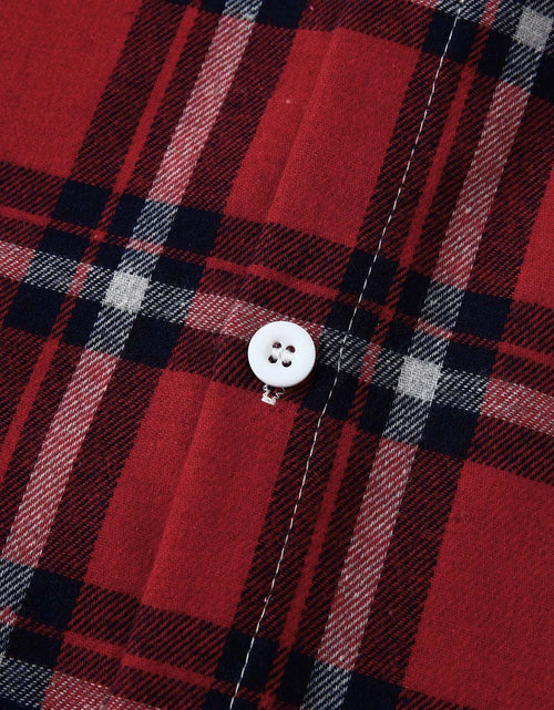 Load image into Gallery viewer, Men&#39;S Casual Plaid Flannel Jacket with Hoodie Lightweight Fall Winter Long Sleeve Button down Plaid Flannel Hooded Shirt Red L
