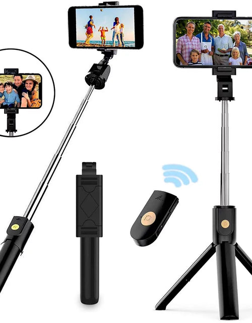 Load image into Gallery viewer, 3 in 1 Extendable Selfie Stick Tripod with Detachable Bluetooth Wireless Remote Phone Holder Compatible with Iphone and Android Smartphone
