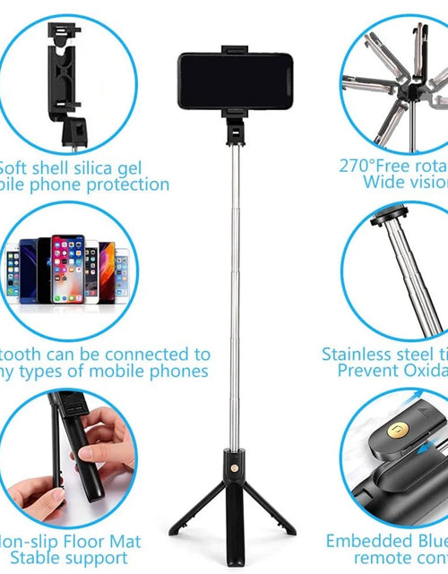 Load image into Gallery viewer, 3 in 1 Extendable Selfie Stick Tripod with Detachable Bluetooth Wireless Remote Phone Holder Compatible with Iphone and Android Smartphone
