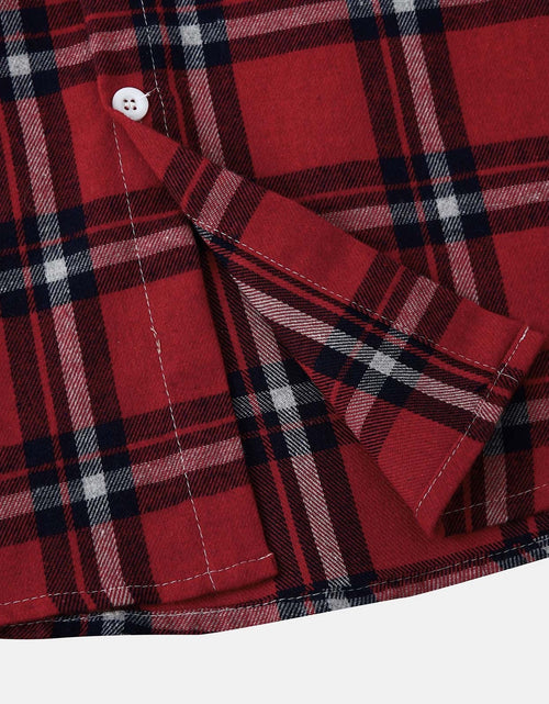 Load image into Gallery viewer, Men&#39;S Casual Plaid Flannel Jacket with Hoodie Lightweight Fall Winter Long Sleeve Button down Plaid Flannel Hooded Shirt Red L
