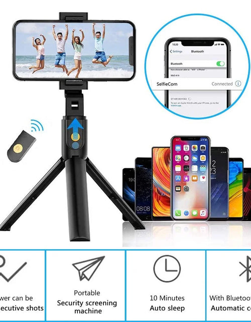 Load image into Gallery viewer, 3 in 1 Extendable Selfie Stick Tripod with Detachable Bluetooth Wireless Remote Phone Holder Compatible with Iphone and Android Smartphone
