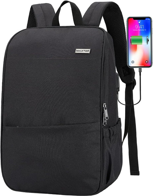 Load image into Gallery viewer, Deep Storage Laptop Backpack with USB Charging Port[Water Resistant] College School Computer Bookbag Fits 16 Inch Laptop (15.6 Inch, Black)
