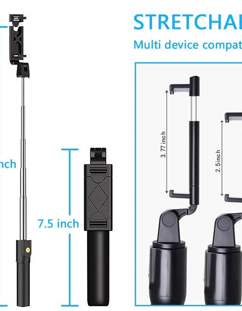 Load image into Gallery viewer, 3 in 1 Extendable Selfie Stick Tripod with Detachable Bluetooth Wireless Remote Phone Holder Compatible with Iphone and Android Smartphone
