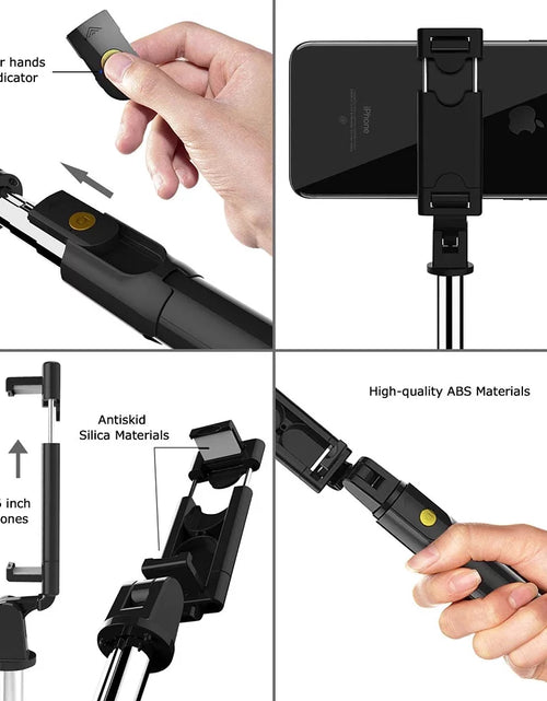 Load image into Gallery viewer, 3 in 1 Extendable Selfie Stick Tripod with Detachable Bluetooth Wireless Remote Phone Holder Compatible with Iphone and Android Smartphone
